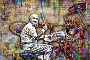 PHIL COLLINS GENESIS Poster Phil Collins Drumming Print Pop Art Free Shipping US - Picture 1 of 7