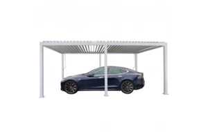 Carport Autoüberdachung Auto Garage Flachdach Unterstand Alu-Gestell Weiss Weiß - Bild 1 von 10