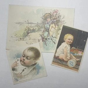 3 Rare 1880s Clark's ONT Spool Cotton Victorian Advertisements Babies Kids - Picture 1 of 7