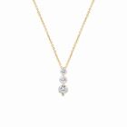 Certified 3 Stone Necklace-18" 14K Yellow Gold 1Ct Lab Grown Diamond Bar Set Igi