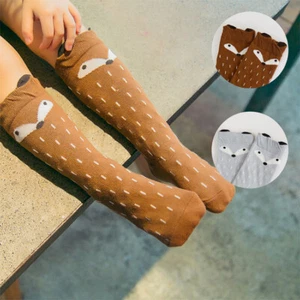 2 Pairs Socks Toddler Socks Cute Girls Knee High Socks Cotton Animal fox Socks - Picture 1 of 9