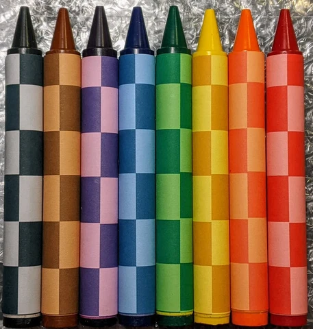 Joe's checkered COLORED jumbo crayons collection (8) Cover