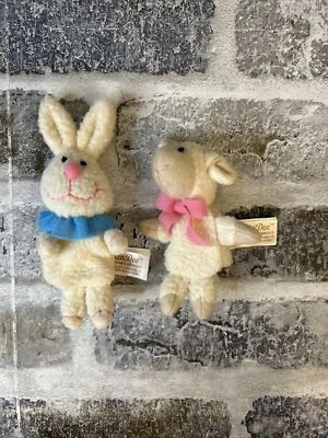 Dan Dee Collector’s Choice October 2009 Bunny & Lamb Plush Finger Puppets 4”& 5" - Image 1 of 4