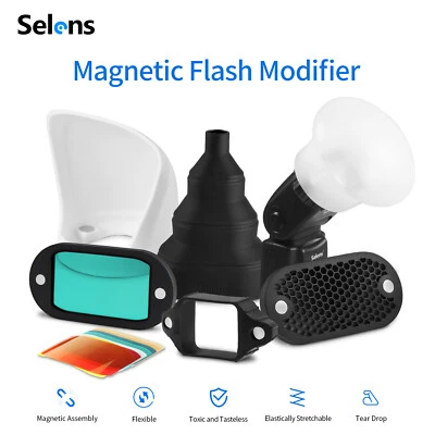 Selens 6 in 1 Magnetic Speedlite Flash Modifier Kit Sphere Grip Bounce Diffuser - Image 1 of 4