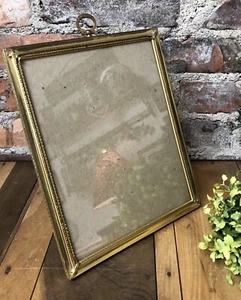 Vintage Picture Frame Gold Tone Metal Holds 8x10 Easel Back or Hang Art Deco Era - Picture 1 of 24