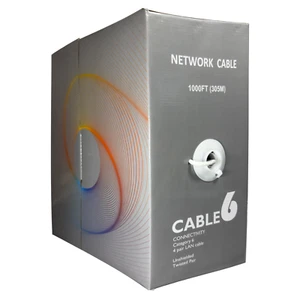 Ethernet Network LAN Cable UTP CAT6 Soilid CCA 23AWG CM rated white 250ft 1000ft - Picture 1 of 22