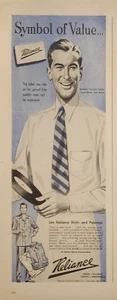 1947 Reliance Shirts Pajamas Shorts Sportswear Vintage ad symbol of value - Picture 1 of 2