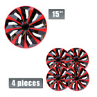 15 Inch Set Of 4 Covers Full Rim Snap On Hub Caps Fit R15 Steel Rims Red Black