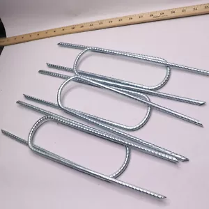 (6-Pk) Heavy Duty U-Shape Ground Stakes Galvanized Steel 12" - Picture 1 of 4