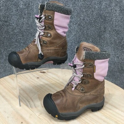 Keen Hiking Boots Children 11 Waterproof Lace Up Mid Calf Brown Purple Grey  - Image 1 of 4