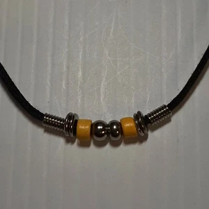HAND GRENADE Pewter Pendant Charm / ROPE NECKLACE WITH COLOR BEADS - Picture 1 of 16