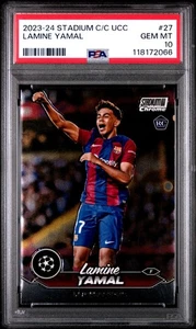 2023-24 Topps Stadium Club Chrome UEFA Club Competitions Lamal Yamal #27 PSA 10 - Bild 1 von 2