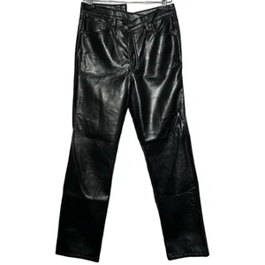 AGOLDE Damen Recycling Leder Criss Cross Straight Hose Detox Schwarz Größe 27 - Bild 1 von 7