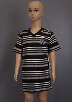 AKADEMIKS Stripe V-Neck Kid's Tee Black/White 7 - Image 1 of 4