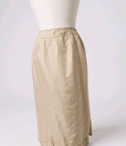 Talbots 8P Petite Silk Wool Midi Skirt Beige Champagne Lined Career Wedding - Picture 1 of 14