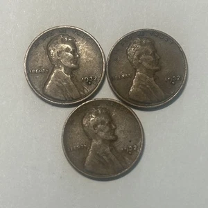 1932-D Denver Mint Copper Lincoln Wheat Cent 3 Coins! Semi Key - Picture 1 of 2