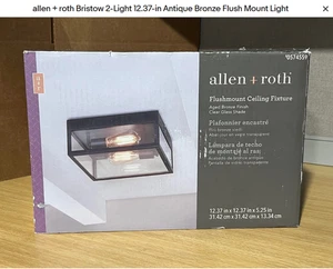 Allen + Roth Bristow 2-Light 12.37-in Antique Bronze Flush Mount Light - Picture 1 of 1