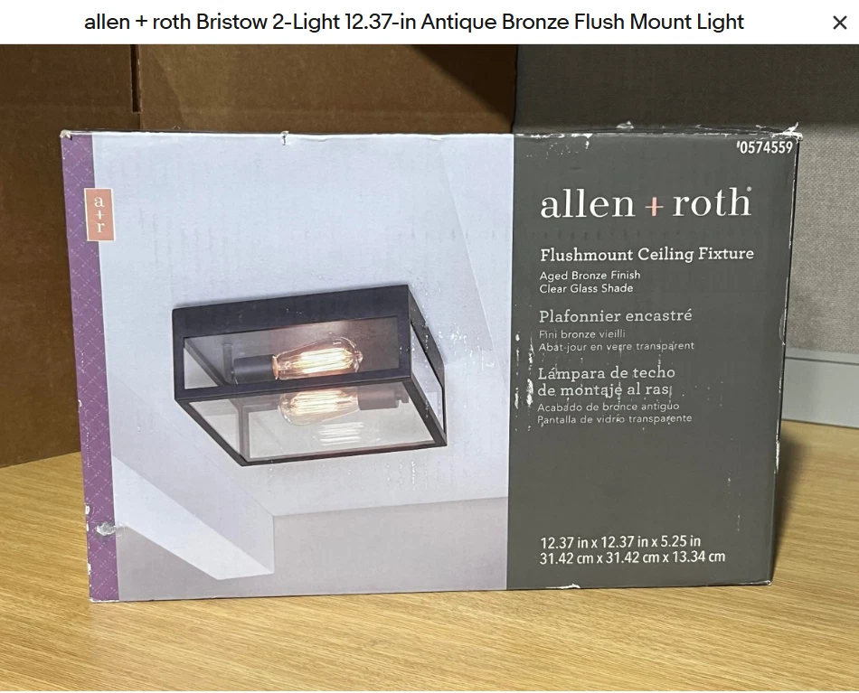 Allen + Roth Bristow 2-Light 12.37-in Antique Bronze Flush Mount Light - Image 1 of 1