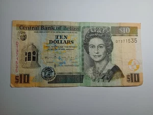 Belize 10 $ Ten Dollars 2020 guter Zustand zirkulierte Währung Papier Banknote - Bild 1 von 2