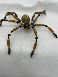 Beaded Christmas Spider Ornament Handcrafted  Brown & Black With Legend & Box - Picture 1 of 6