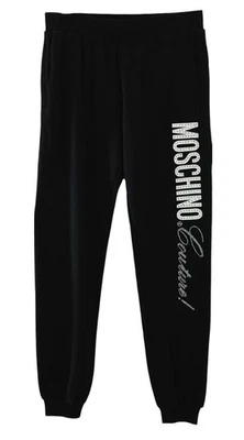 MOSCHINO TEEN Black Rhinestone Accented Cotton Fleece Jogger Pants 14 NWT - Image 1 of 3