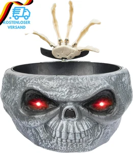KI Store Halloween Deko Animierte Süßigkeiten Schale Korb Halter Mit Totenkopf-M - Bild 1 von 12