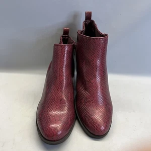 Stivaletti Kim Rogers Praya zip laterale donna 8 rosso bordeaux pelle di serpente tacco grosso - Foto 1 di 8