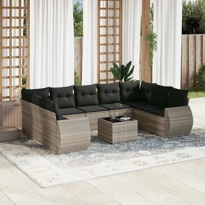 Vidaxl Gartenmöbel Sofa Garnitur Gartengarnitur Garten Sitzgruppe 10-tlg. Beige  - Bild 1 von 4