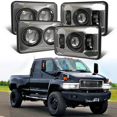 4 шт светодиодных фар для GMC C4500 Topkick 2003-2009 4X6 дюймов высокие/низкие запечатанные хромированные H4 - Изображение 1 из 4