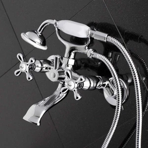 Kingston Brass KS265C Clawfoot Tub Wall Mount Faucet Chrome – NEW – Complete - Imagen 1 de 10