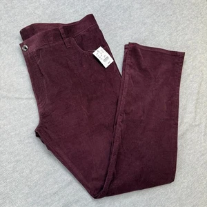 Isaia Napoli Pants Mens 42x33 Slim Fit Burgundy Corduroy 5 Pocket Stretch NEW - Picture 1 of 14