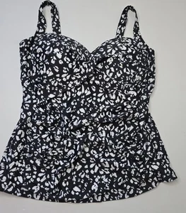 AUTOGRAPH Size 18 Black & White ANIMAL PRINT Cross Over Tankini Swim Top - Picture 1 of 4