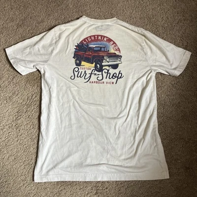 Camiseta masculina Izod água salgada branca média relaxada clássica caminhão surf vermelho leve - Imagem 1 de 4