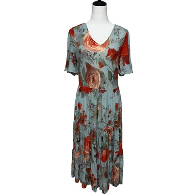 Soft Surroundings Dress Medium Petite Midi First Blooms Blue Floral Pleated - Image 1 of 4