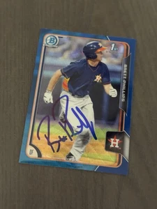 2015 Bowman Chrome Prospects Blue Wave Refractor BRETT PHILLIPS Auto HAND SIGNED - Picture 1 of 2