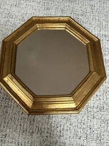Vintage Gold Gilt Wood Octagon Mirror Wall Decor Made In Italy 8 Inch - Picture 1 of 6