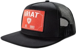 Ariat Western Cappello Baseball Uomo Berretto Rosso Patch Logo Nero A300094401 - Foto 1 di 2