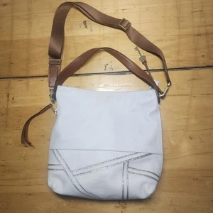 Fossil Maya Hobo Crossbody Bag Vanilla Gold Brown Leather - Picture 1 of 13