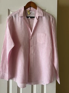 Frank & Eileen Eileen Hemd Leinen rosa gestreift Relaxed Knopfleiste Gr. L gebraucht - Bild 1 von 4