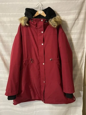 Grace Karin Red Parka Coat W/Faux Fur Hood Sherpa Lined Women Sz 3XL 38.00 - Image 1 of 4