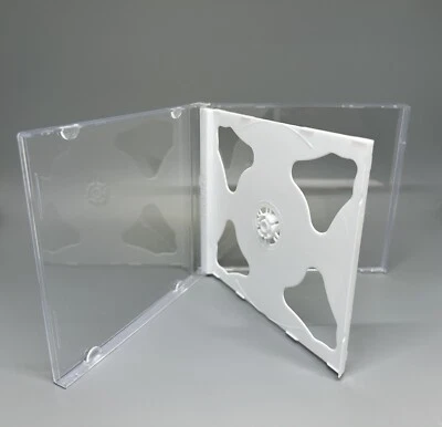 LDB 10 PCS TOP QUALITY NEW 10.4MM DOUBLE 2 CD JEWEL CASES WITH WHITE TRAY 2CDWHT