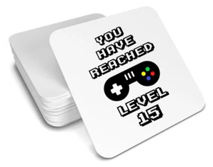 15th birthday coaster/gaming gift/gamer/gift for him/men/her/women/level up gift - Picture 1 of 1