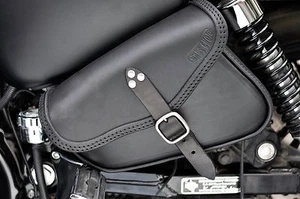 LEATHER SADDLE BAG FOR HARLEY DAVIDSON SPORTSTER IRON, 883, 1200 FORTY EIGHT - Picture 1 of 10