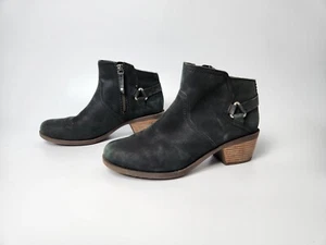 Teva Foxy Damen-Stiefeletten knöchelhoch schwarz Nubuk Reißverschluss Größe 10 Westernstiefel silberfarben - Bild 1 von 12