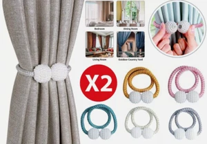 2 Pieces Magnetic Curtain Tie Backs Pearl Ball Curtain Magnetic Buckle Clips UK. - Picture 1 of 10