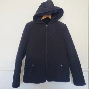 Esprit Womens Quilted Hooded Fleece Lined Full Zip Jacket Coat Black Sz Medium - Picture 1 of 16