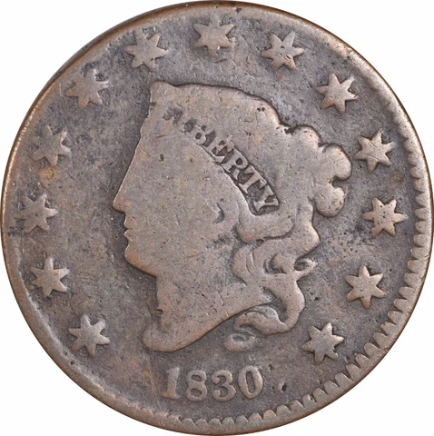 1830 Large Cent G Uncertified Cover