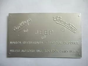 Typenschild Schild Willys Overland Jeep Oldtimer CJ s74 - Bild 1 von 1