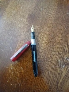VTG Tuckersharper Fountain Pen Red Black w/Brass Nib PARTS ONLY, Sold As Is, NR - Picture 1 of 24