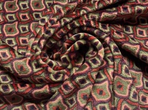 Double Sided Super Soft Cuddle Fleece Fabric Material RETRO SQUERES DARK RED - Picture 1 of 5